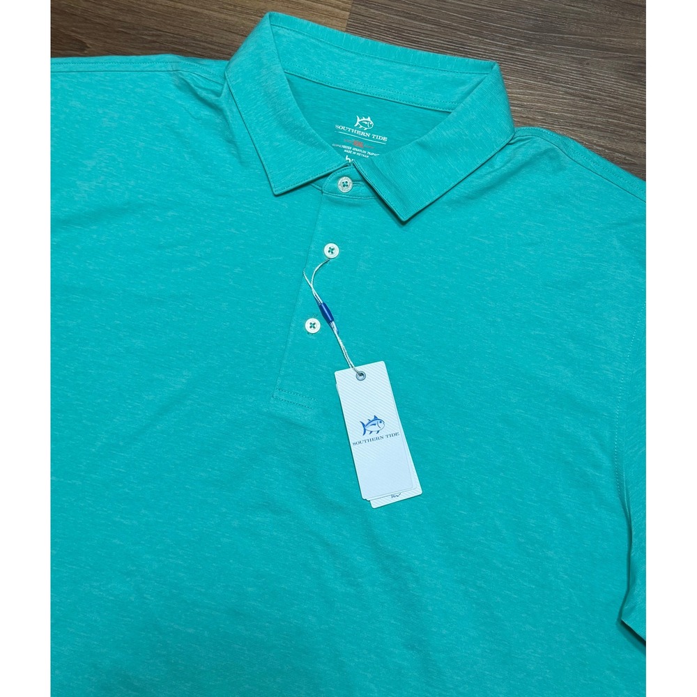 Southern Tide Mens Brreeze brrr Performance Heather Polo Turtle Green Sz 2XL